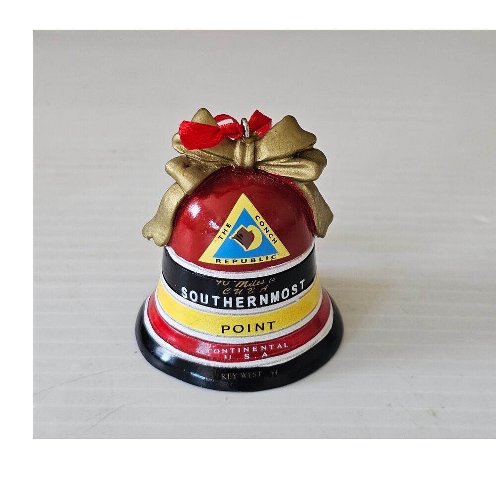 Southernmost Point USA Painted Metal Souvenir Bell Christmas Ornament